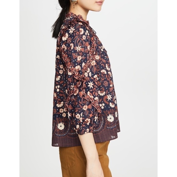 Ulla Johnson Floral Long-Sleeve Cotton Azalea Blouse - Picture 4 of 7